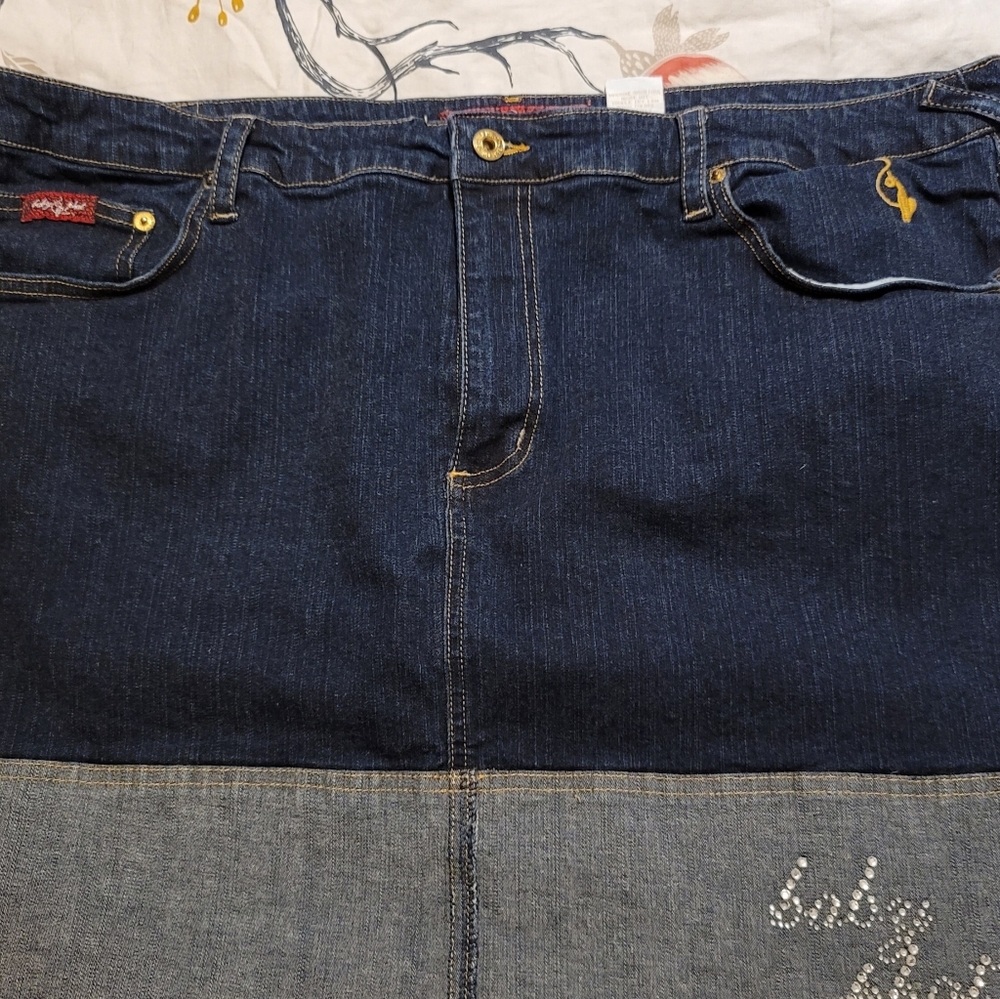 Baby phat blue jean mini skirt